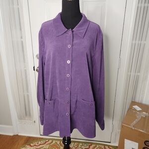 Appleseed's Button Down Long Sleeve Double Button Pocket Jacket Purple  XL